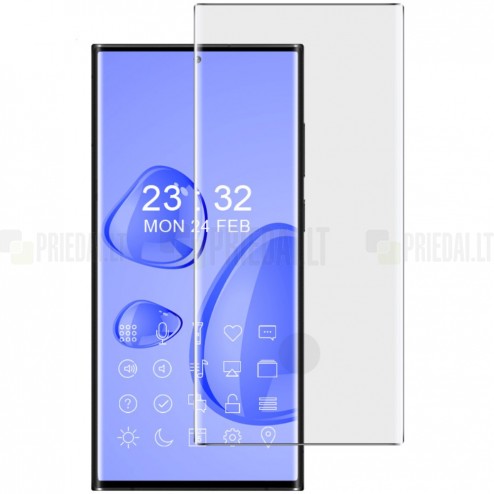 Samsung Galaxy S22 Ultra 5G „Imak“ 3D Tempered Glass sustiprintos apsaugos juodas pilnai dengiantis apsauginis ekrano stiklas