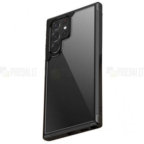 Samsung Galaxy S22 Ultra 5G (SM-S908X) „IPAKY“ Royal silikoninis skaidrus permatomas dėklas su juodu rėmeliu