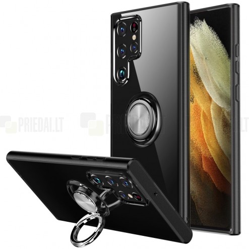 Samsung Galaxy S22 Ultra 5G (SM-S908X) „Sheet“ Kickstand (TPU) juodas dėklas - nugarėlė
