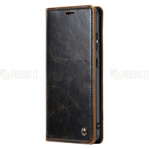 Samsung Galaxy S23 FE (Fan Edition) „CaseMe“ Leather solidus atverčiamas rudas odinis dėklas - knygutė