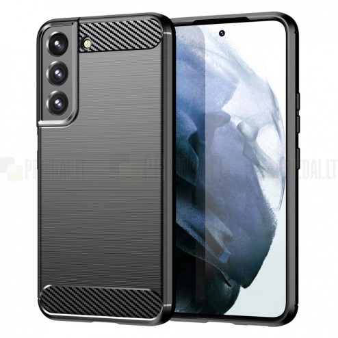 Samsung Galaxy S23 (SM-S911) „Carbon“ kieto silikono TPU juodas dėklas - nugarėlė