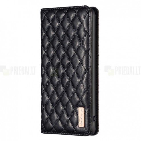 Samsung Galaxy S23 Ultra (SM-S918) „Binfen“ juodas odinis atverčiamas dėklas - knygutė