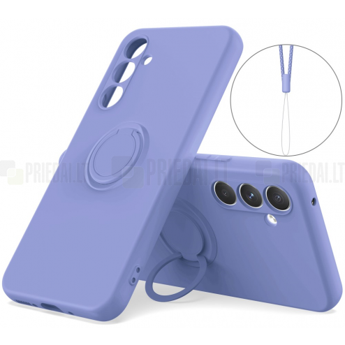 Samsung Galaxy S24 "Dechen" Ring Kickstand kieto silikono (TPU) dėklas - violetinis