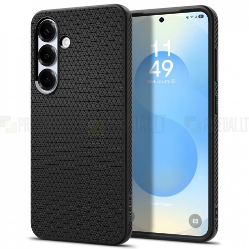 „Spigen“ Liquid Air Samsung Galaxy S25+ juodas kieto silikono dėklas - nugarėlė