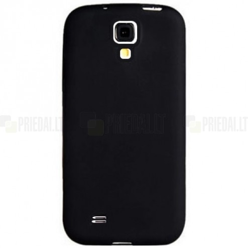 Juodas su kieto silikono rėmu plastikinis Samsung Galaxy S4 (i9500) dėklas