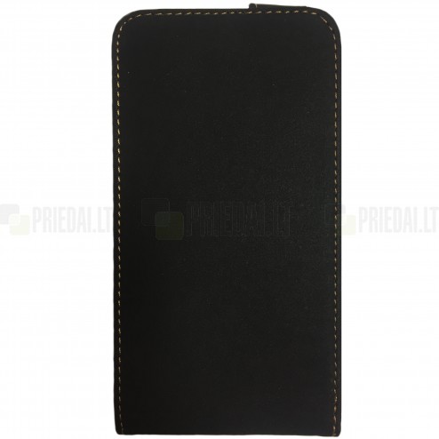 Samsung Galaxy S5 G900 vertikaliai atverčiamas juodas odinis dėklas