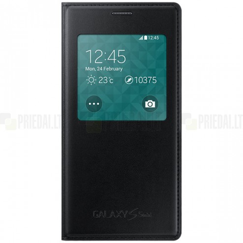 Samsung Galaxy S5 mini (G800) S View Cover atverčiamas juodas odinis dėklas - knygutė (EF-CG800b)