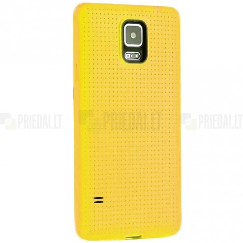 Samsung Galaxy S5 (G900, G903) „Dots“ kieto silikono geltonas TPU dėklas - nugarėlė 