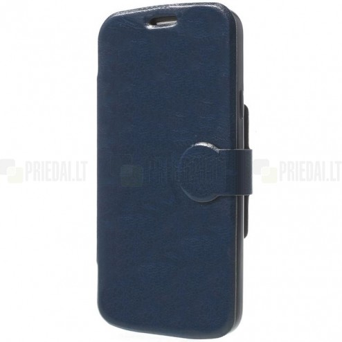 Atverčiamas odinis tamsiai mėlynas Samsung Galaxy S4 (i9500) dėklas