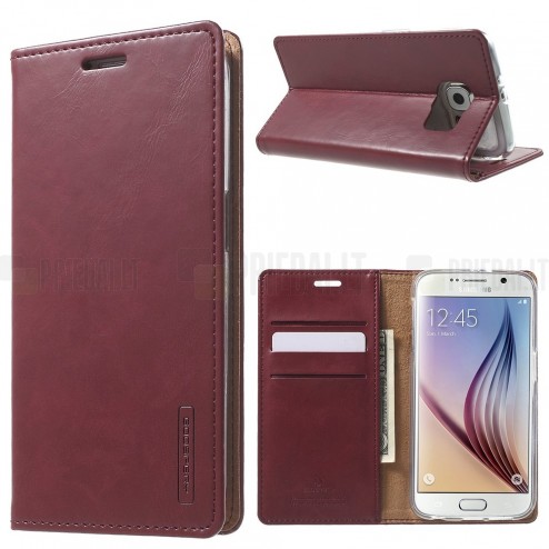 Mercury Blue Moon atverčiamas Samsung Galaxy S6 (G920) bordo odinis dėklas - piniginė
