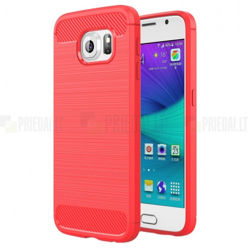 Samsung Galaxy S6 (G920) kieto silikono TPU raudonas dėklas - nugarėlė
