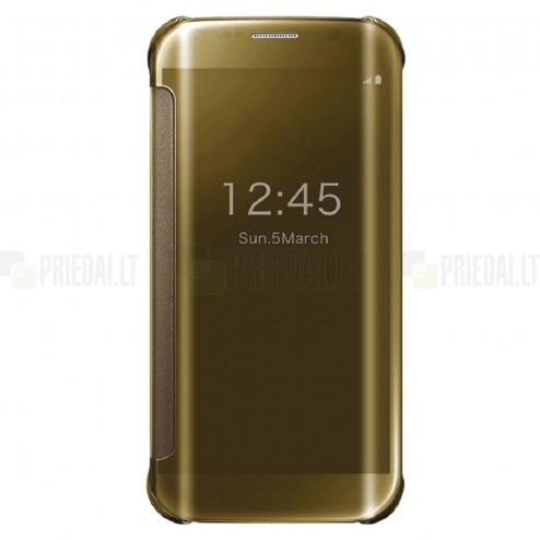 Samsung Galaxy S6 Edge (G925) plastikinis atverčiamas auksinis dėklas