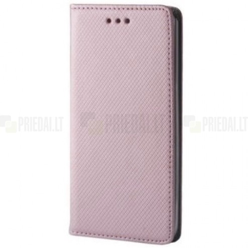 Samsung Galaxy S6 Edge (G925) „Bullet“ solidus atverčiamas rožinis odinis dėklas - knygutė