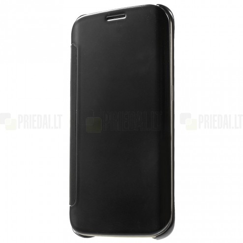 Samsung Galaxy S6 Edge (G925) plastikinis atverčiamas juodas dėklas