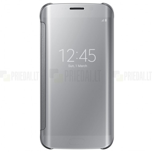 Samsung Galaxy S6 Edge+ (G928) plastikinis atverčiamas sidabrinis dėklas