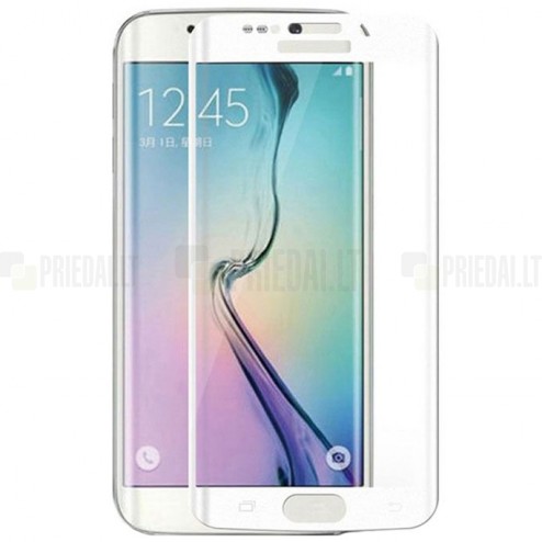 Samsung Galaxy S6 Edge (G925) „3D“ 9H Tempered Glass sustiprintos apsaugos skaidrus (permatomas) pilnai dengiantis apsauginis ekrano stiklas 0.33 mm