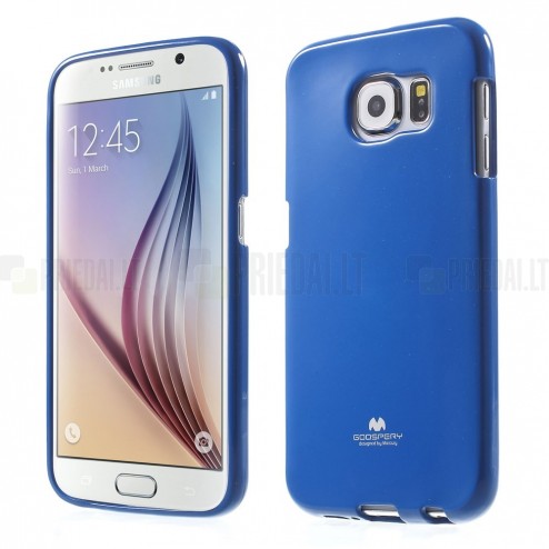 Samsung Galaxy S6 (G920) Mercury tamsiai mėlynas kieto silikono tpu dėklas - nugarėlė