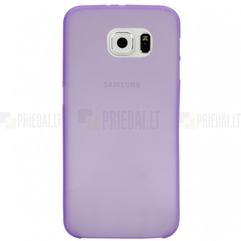 Samsung Galaxy S6 G920 ploniausias pasaulyje plastikinis skaidrus violetinis dėklas - nugarėlė