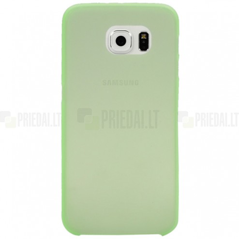 Samsung Galaxy S6 G920 ploniausias pasaulyje plastikinis skaidrus žalias dėklas - nugarėlė