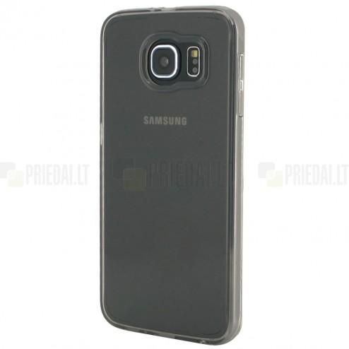 Skaidrus, pilkas su kieto silikono rėmu plastikinis Samsung Galaxy S6 G920F dėklas