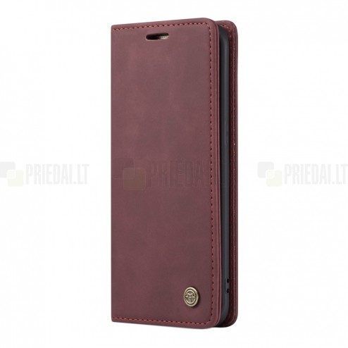 Samsung Galaxy S7 Edge (G935) CaseMe Retro solidus atverčiamas bordo odinis dėklas - knygutė