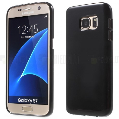 Samsung Galaxy S7 G930 kieto silikono TPU juodas dėklas - nugarėlė