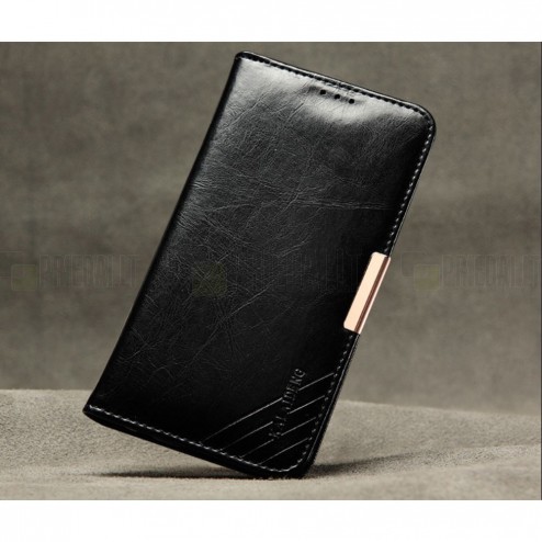 „Kalaideng“ Royale atverčiamas juodas odinis Samsung Galaxy S7 (G930) dėklas