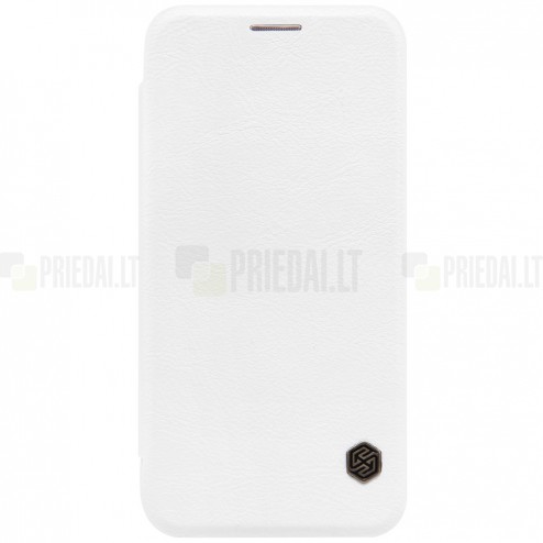 Prabangus „Nillkin“ Qin serijos baltas odinis atverčiamas Samsung Galaxy S7