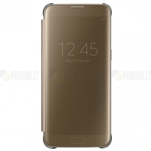 Samsung Galaxy S7 (G930) originalus Clear View Cover atverčiamas auksinis dėklas