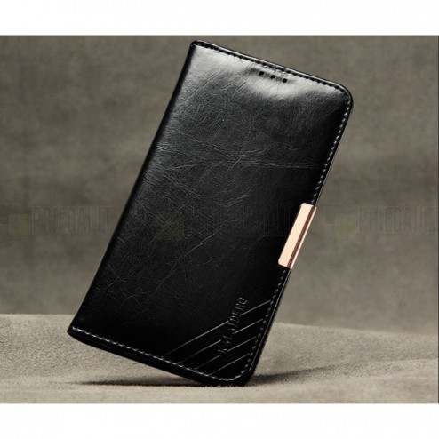 „Kalaideng“ Royale atverčiamas juodas odinis Samsung Galaxy S7 Edge (G935) dėklas