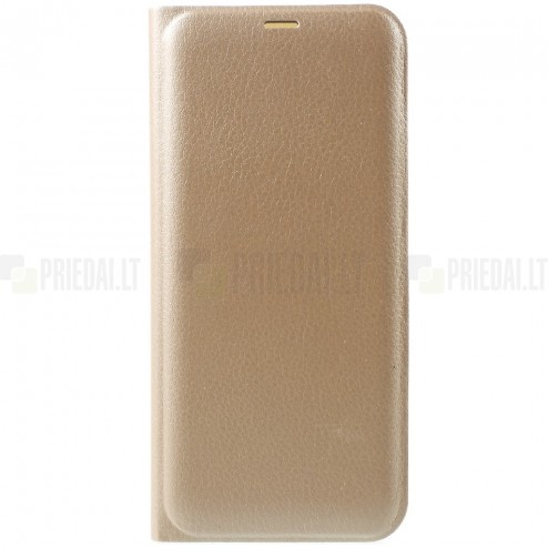 Samsung Galaxy S8 (G950) auksinis odinis atverčiamas Smart Wallet dėklas - piniginė