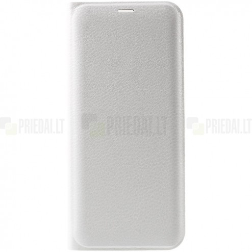 Samsung Galaxy S8+ (G955) baltas odinis atverčiamas Smart Wallet dėklas - piniginė