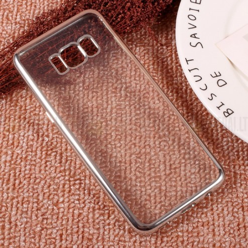 Samsung Galaxy S8 (G950) Silikoninis skaidrus dėklas, sidabrinis