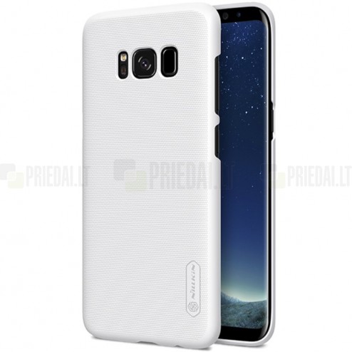 Samsung Galaxy S8 (SM-G950) Nillkin Frosted Shield baltas plastikinis dėklas + apsauginė ekrano plėvelė