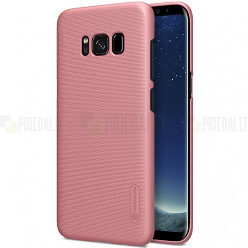 Samsung Galaxy S8+ (SM-G955) Nillkin Frosted Shield rožinis plastikinis dėklas + apsauginė ekrano plėvelė