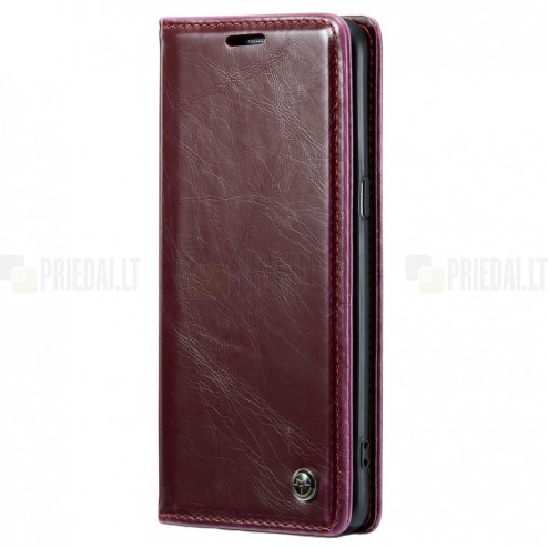 Samsung Galaxy S8+ (G955) „CaseMe“ Leather solidus atverčiamas bordo odinis dėklas - knygutė