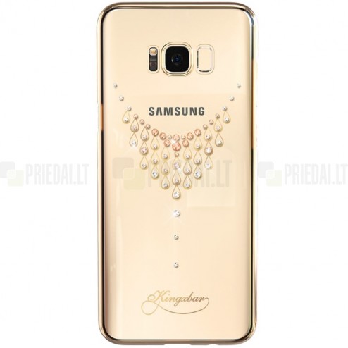 Samsung Galaxy S8+ (G955) Kingxbar Crystal Icon Pro Necklace Swarovski plastikinis skaidrus permatomas auksinis dėklas su kristalais