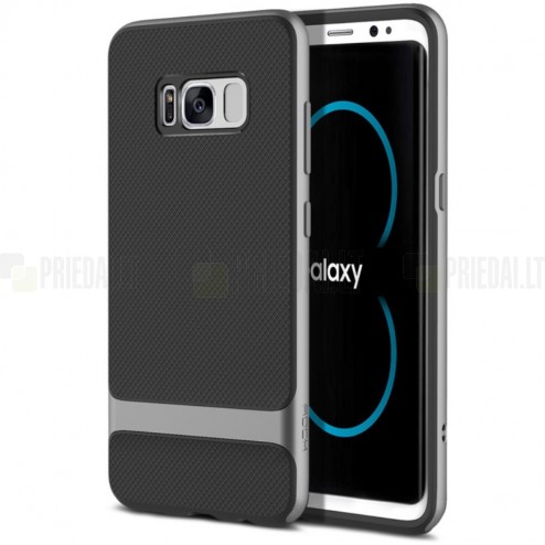 „Rock“ Royce sustiprintos apsaugos Samsung Galaxy S8+ (G955) juodas pilkos spalvos apvadais kieto silikono (TPU) ir plastiko dėklas