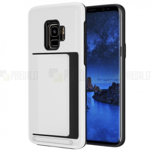 „Combo“ Card Holder Samsung Galaxy S9 (G960) baltas kieto silikono dėklas