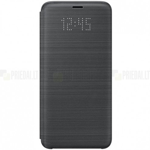 Samsung Galaxy S9 (G960) originalus Led View Cover atverčiamas juodas odinis dėklas - piniginė