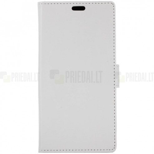 Samsung Galaxy S9+ (G965) atverčiamas baltas odinis dėklas - piniginė