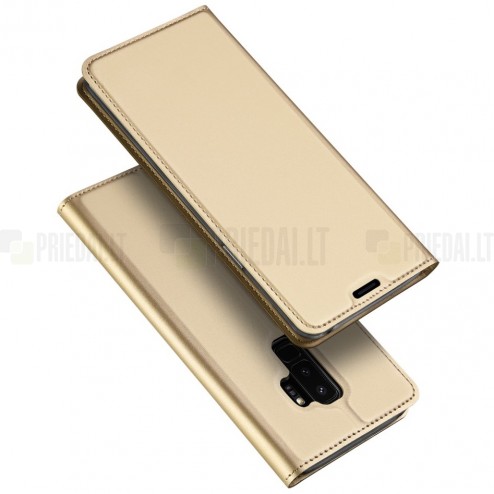 „Dux Ducis“ Skin serijos Samsung Galaxy S9+ (G965) auksinis odinis atverčiamas dėkla