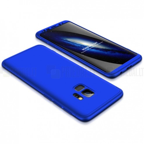 „Thin Fit 360“ plastikinis Samsung Galaxy S9 (G960F) mėlynas dėklas - nugarėlė aukso spalvos apvadais