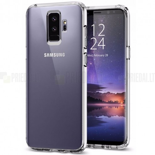 Samsung Galaxy S9+ (G965) kieto silikono TPU skaidrus pilkas dėklas - nugarėlė
