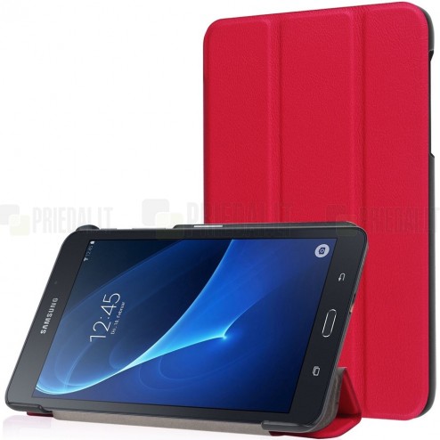 Samsung Galaxy Tab A 7.0 2016 (T280, T285) atverčiamas raudonas odinis dėklas - knygutė