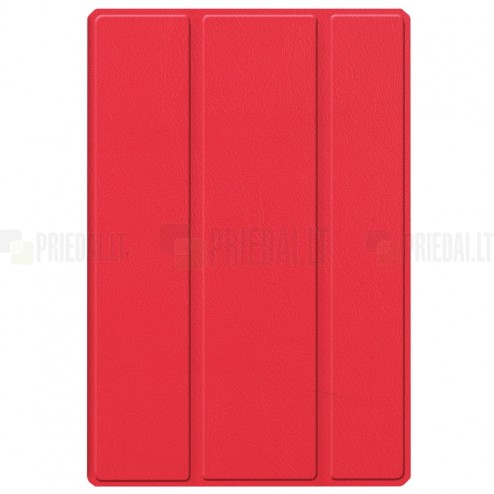 Samsung Galaxy Tab A8 10.5 2021 (X200, X205) atverčiamas raudonas odinis dėklas - knygutė