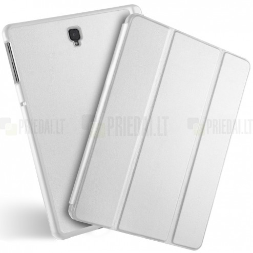 Samsung Galaxy Tab S4 10.5 (T835, T830) atverčiamas baltas odinis dėklas - knygutė (sulankstomas)