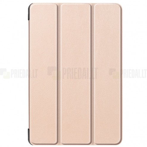 Samsung Galaxy Tab S5e (T720, T725) atverčiamas auksinis odinis dėklas - knygutė (sulankstomas)