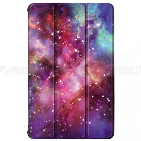 Samsung Galaxy Tab S6 Lite 10.4 (P615, P610, P613, P619) „Cosmo“ atverčiamas spalvotas, baltas odinis dėklas - knygutė