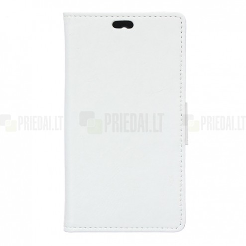 Samsung Galaxy Trend 2 Lite (G318) atverčiamas baltas odinis dėklas - piniginė